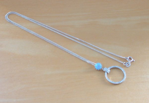 opal and cz hoop necklace