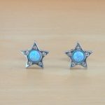 blue opal star earrings
