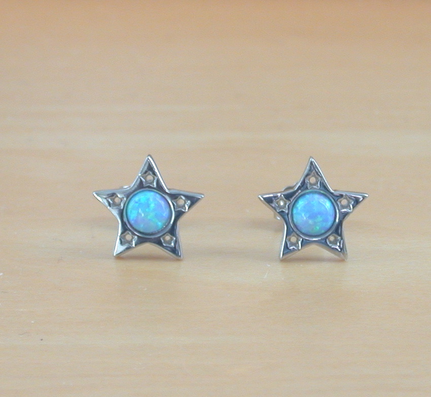 blue opal star earrings