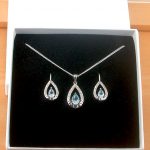 sterling silver blue topaz raindrop necklace and earrings