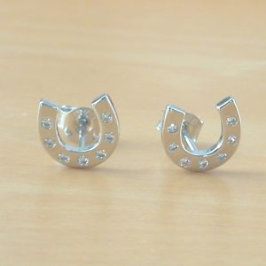 sterling silver Cz horseshoe earrings