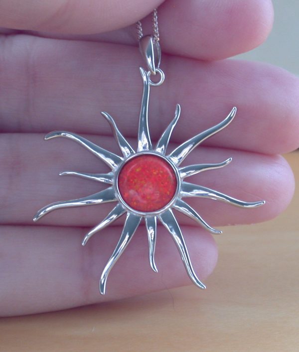 fire opal sun pendant