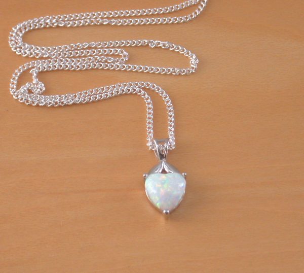 white opal heart necklace