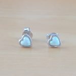 white opal heart earrings