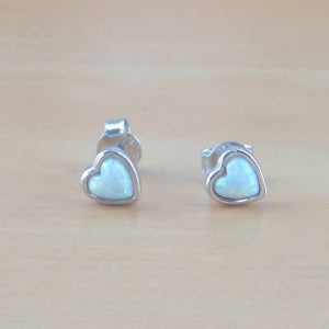 white opal heart earrings