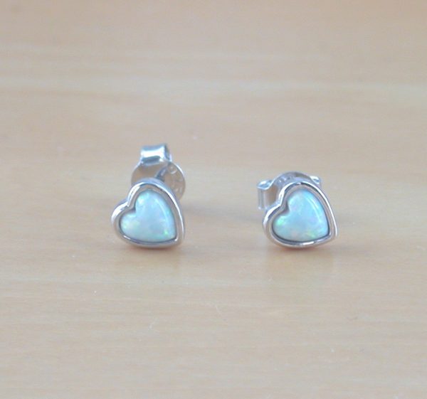 white opal heart earrings