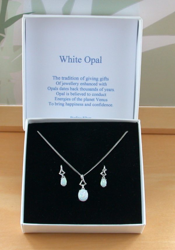 White Opal Necklace and Earrings