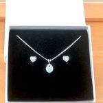 sterling silver opal heart necklace and heart earrings