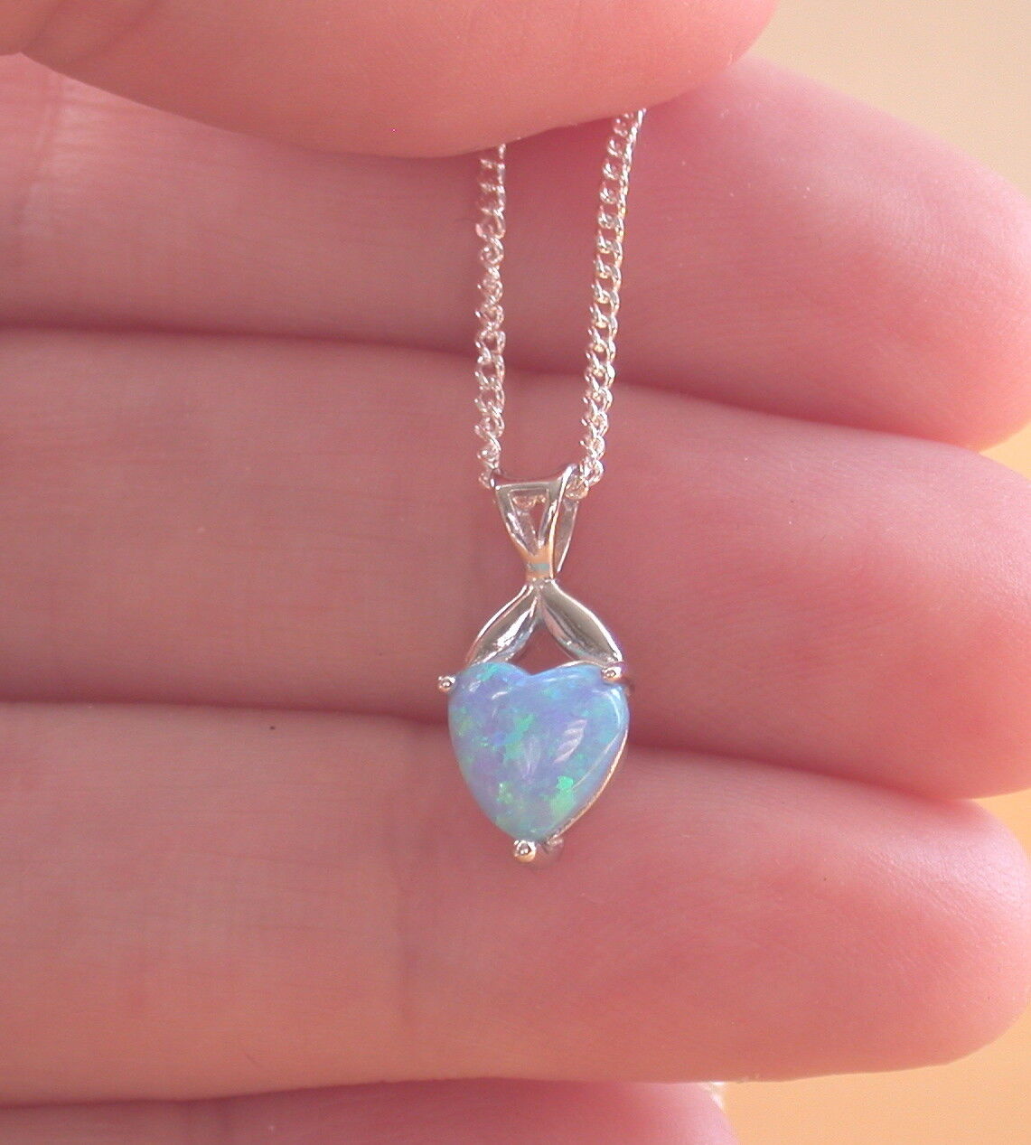 blue opal heart necklace