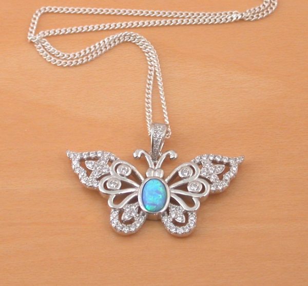 blue opal butterfly pendant