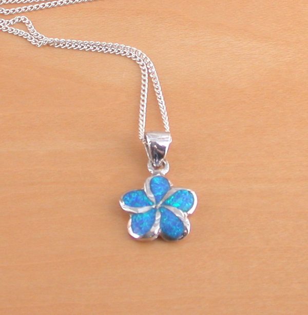 blue opal flower pendant