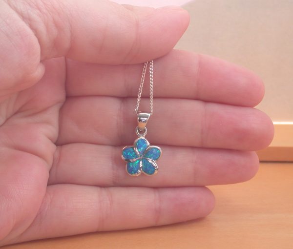 blue opal flower necklace