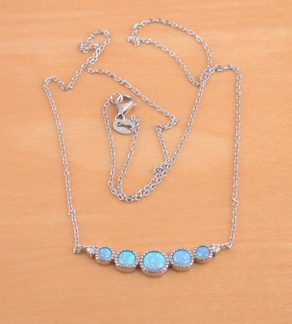 silver blue opal necklace