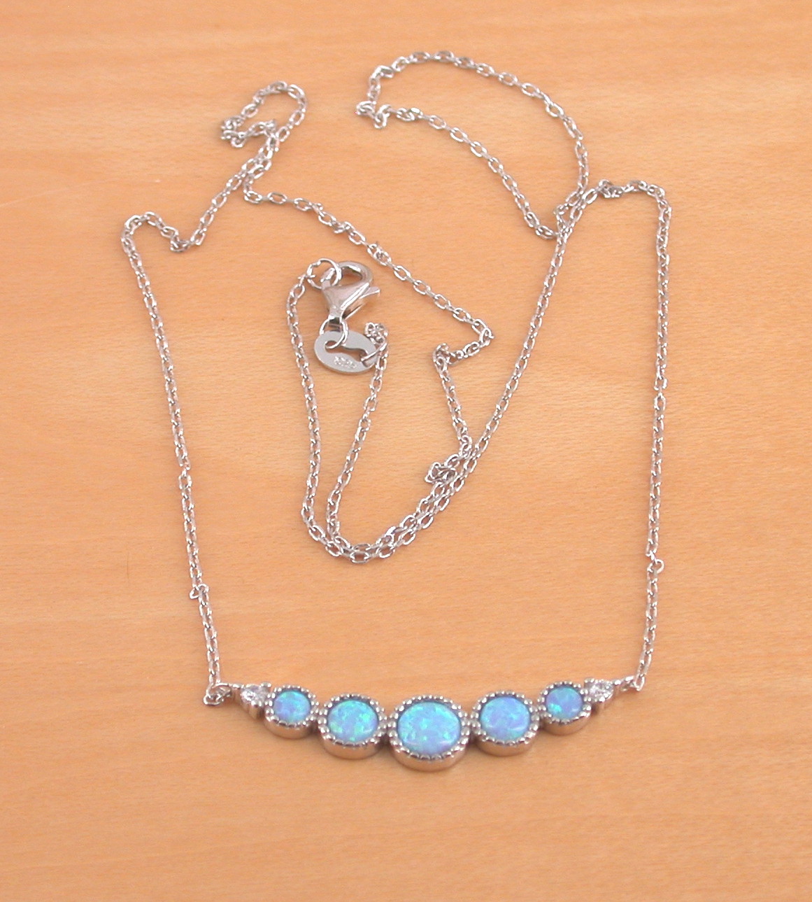 silver blue opal necklace
