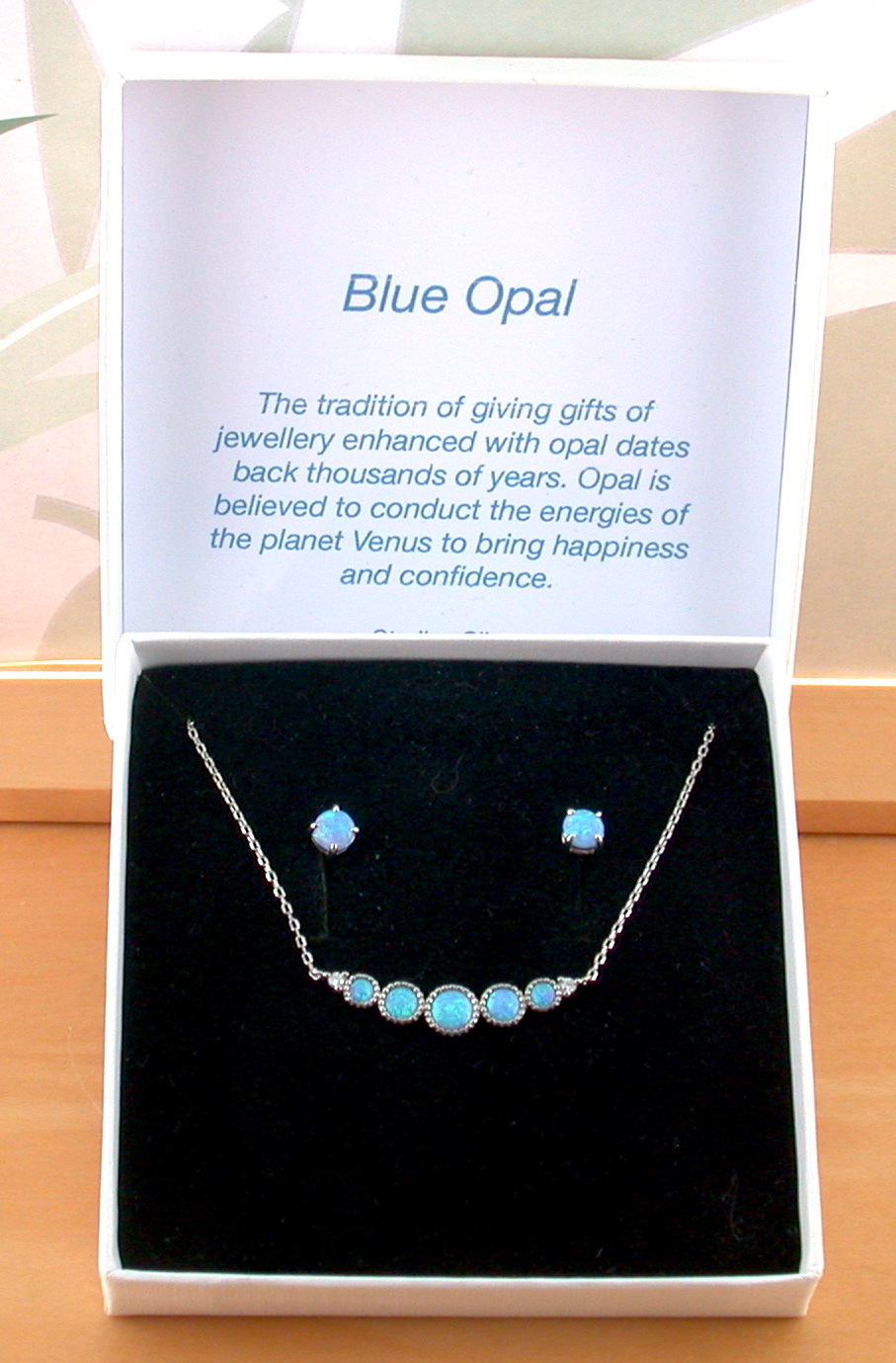 blue opal necklace and earrings