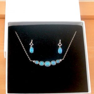 blue opal necklace and earrings uk
