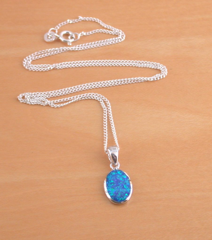 Opal Oval Pendant Chain Necklace