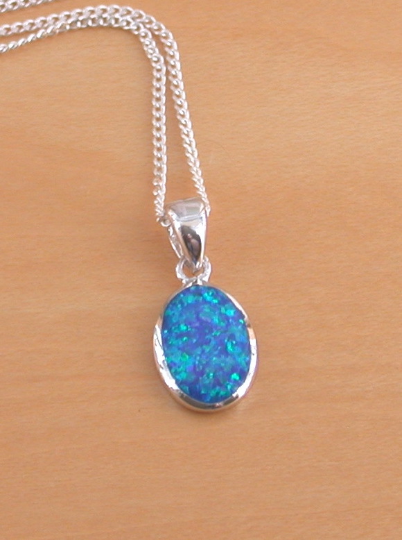 blue opal oval pendant