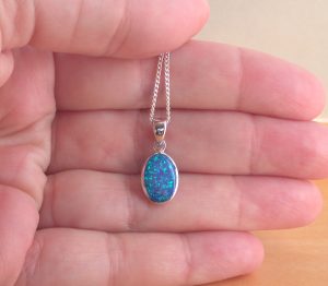 Opal Oval Pendant Chain Necklace main image 1
