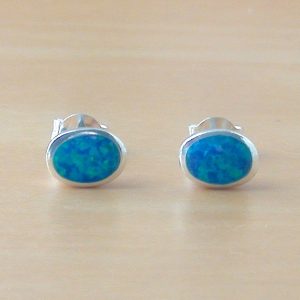 blue opal stud earrings