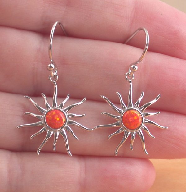 fire opal sun earrings