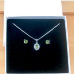 sterling silver peridot & Cz oval necklace and earrings