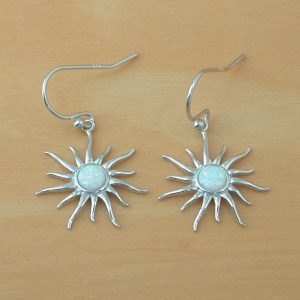 white opal sun earrings