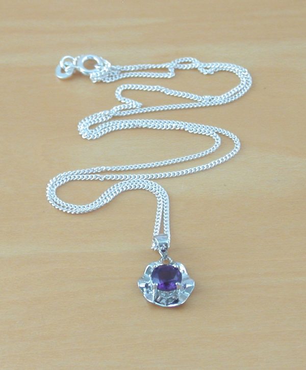 amethyst flower pendant and chain