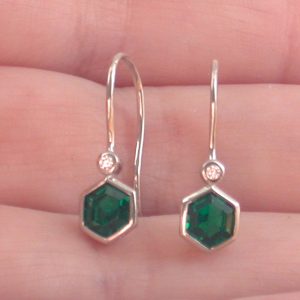 emerald hexagon earrings