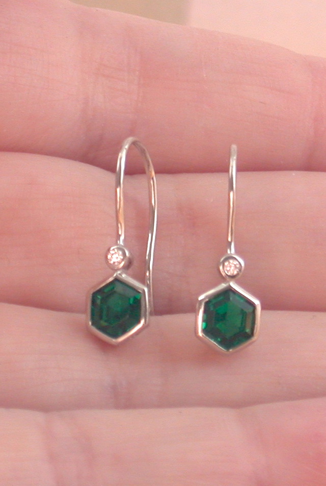 emerald hexagon earrings