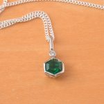 sterling silver emerald hexagon necklace