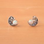 white opal moon earrings