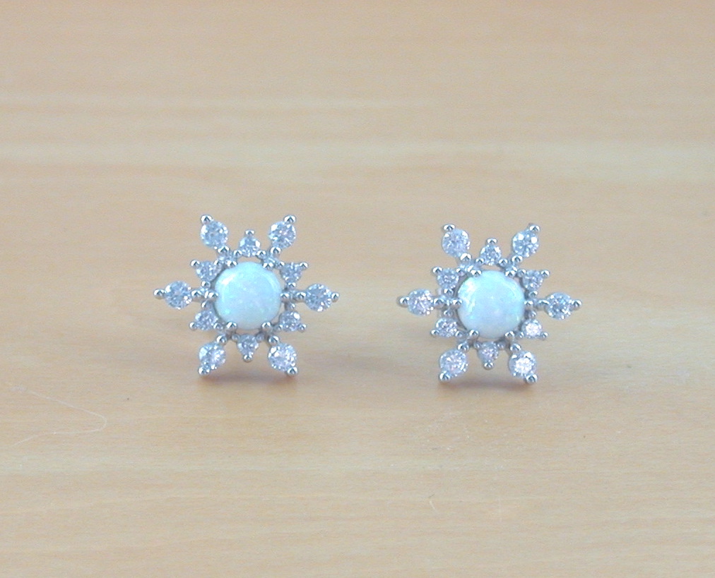 opal snowflake earrings