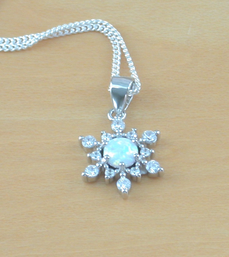 opal snowflake pendant