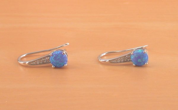 blue opal hook earrings