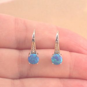 blue opal & cz earrings