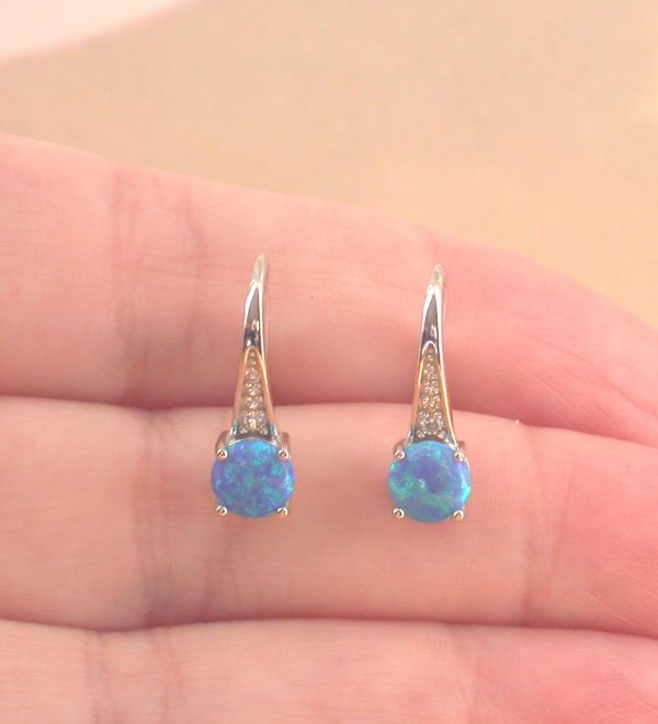 blue opal & cz earrings