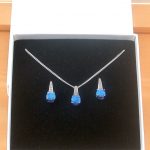 sterling silver blue opal necklace and earrings uk