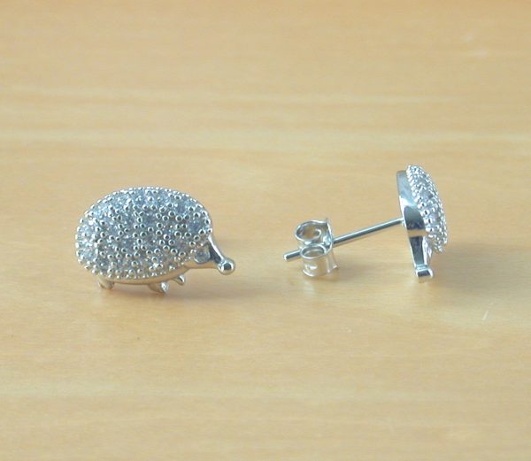 sterling silver hedgehog earrings