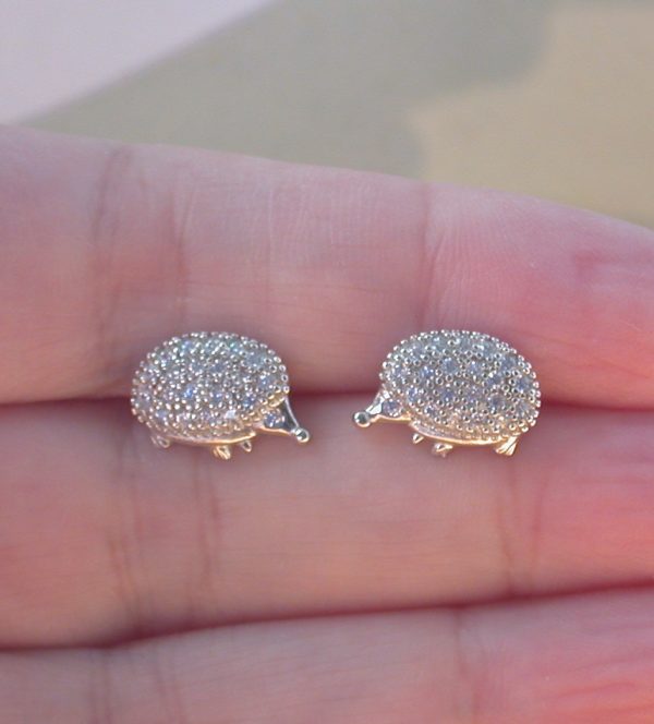 cz hedgehog earrings