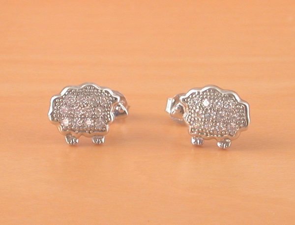 cz sheep earrings