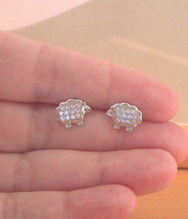 silver sheep earrings