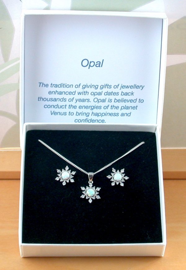 opal snowflake necklace and earrings