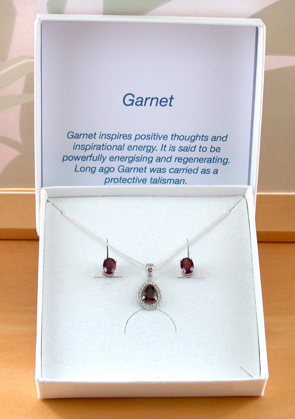 garnet necklace and earrings