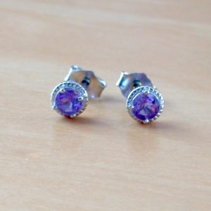 sterling silver amethyst stud earrings