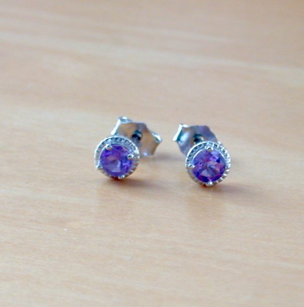 sterling silver amethyst stud earrings