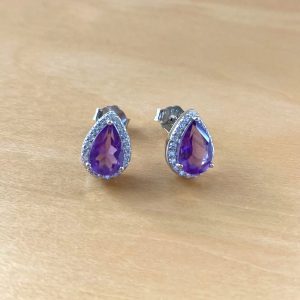 sterling silver amethyst stud earrings