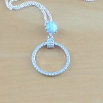 blue opal & cz circle pendant & chain