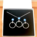 blue opal and Cz hoop necklace and earrings