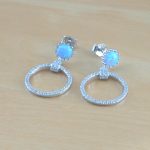 blue opal & Cz hoop earrings